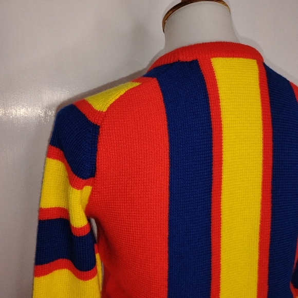 VINTAGE RED BLUE & YELLOW WHITE STAGE SWEATER - Picture 3 of 8